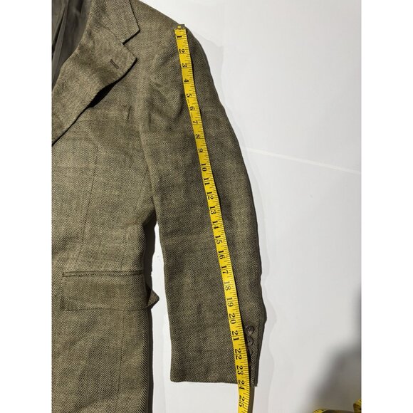 NEW Ralph Lauren Men 100 % Lino Jacket Blazer 40R GARRISON Italy Herringbone - Picture 5 of 13